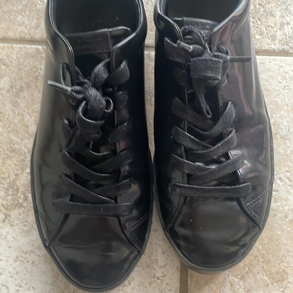 Rag & Bone Rb1 Low Top Liquid Shine Leather Black Sneakers - Picture 4 of 13